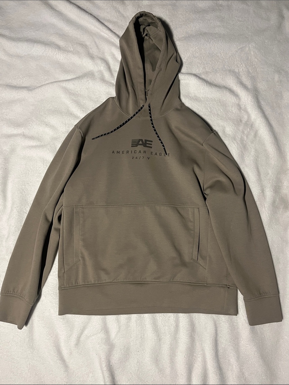 American Eagle Outfitters Men's Taupe Hooded Sweatshirt